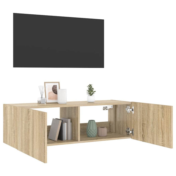 TV-Wandschrank mit LED Sonoma-Eiche 100 cm