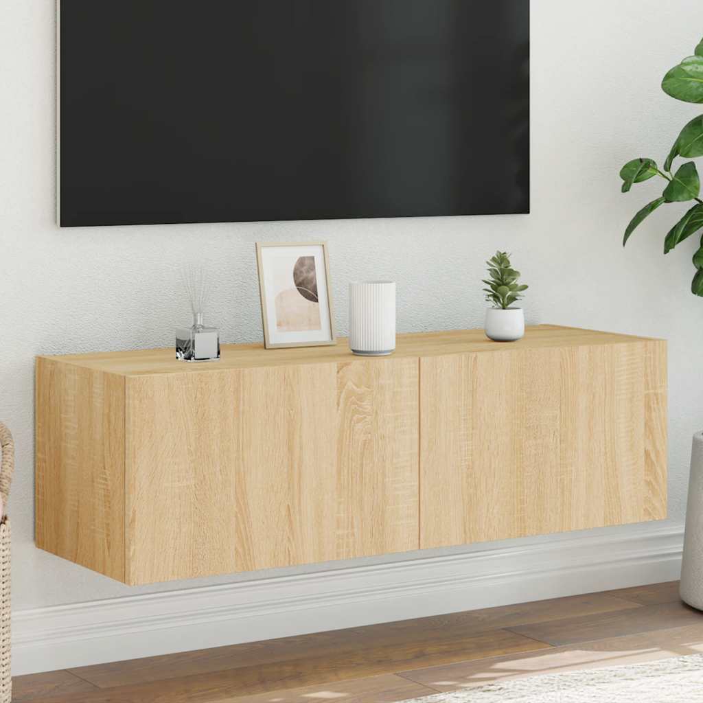 TV-Wandschrank mit LED Sonoma-Eiche 100 cm