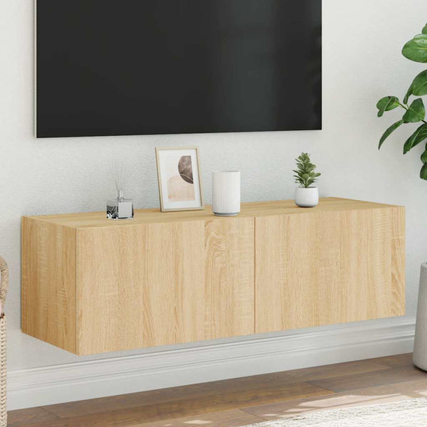 TV-Wandschrank mit LED Sonoma-Eiche 100 cm