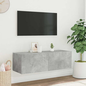 TV-Wandschrank mit LED Betongrau 100 cm
