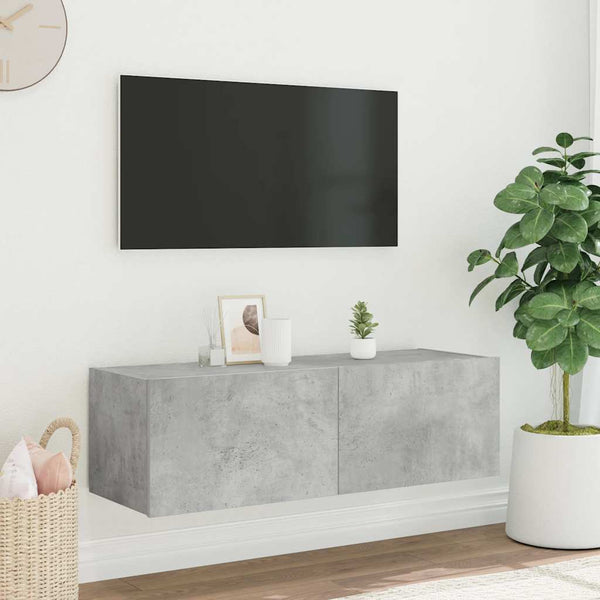 TV-Wandschrank mit LED Betongrau 100 cm