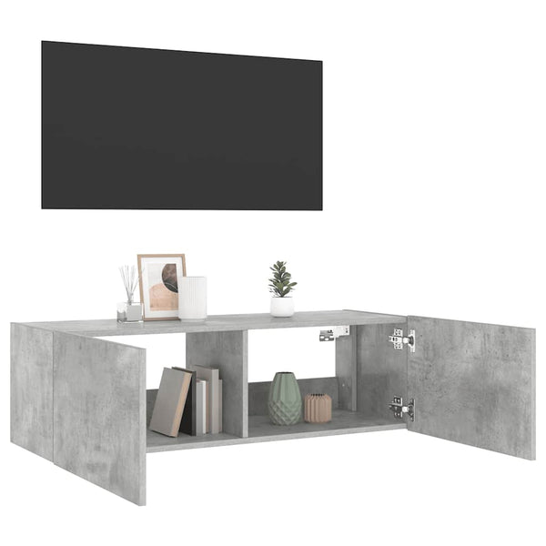 TV-Wandschrank mit LED Betongrau 100 cm