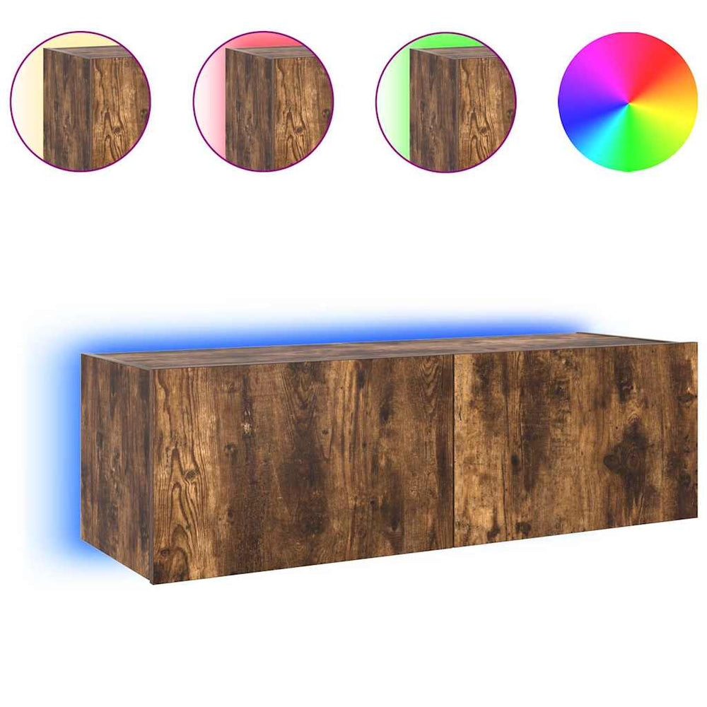TV-Wandschrank Räuchereiche mit LED 100cm