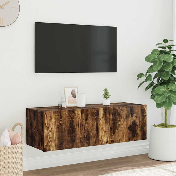 TV-Wandschrank Räuchereiche mit LED 100cm