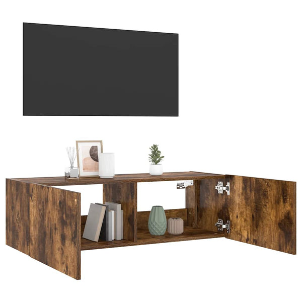 TV-Wandschrank Räuchereiche mit LED 100cm