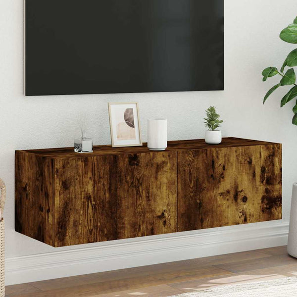 TV-Wandschrank Räuchereiche mit LED 100cm
