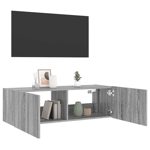 TV-Wandschrank mit LED Grau Sonoma 100 cm