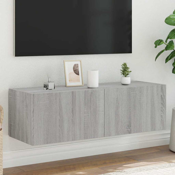 TV-Wandschrank mit LED Grau Sonoma 100 cm