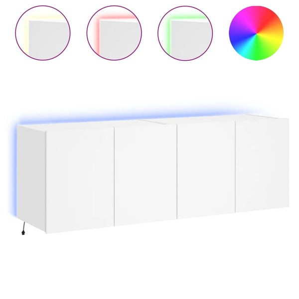 TV-Wandschränke mit LED, 2er Set, Weiß