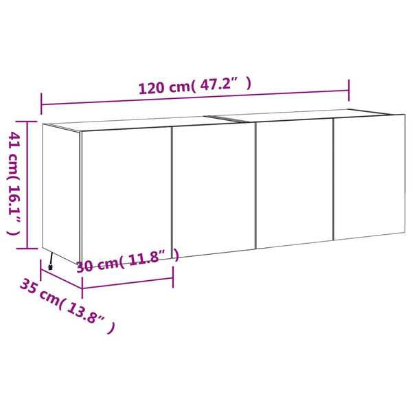 TV-Wandschränke mit LED, 2er Set, Weiß