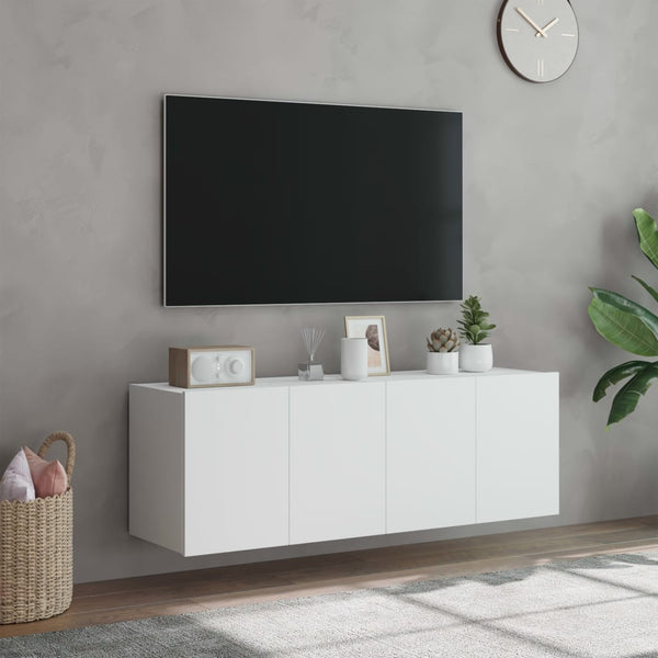 TV-Wandschränke mit LED, 2er Set, Weiß