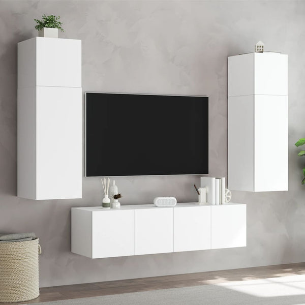 TV-Wandschränke mit LED, 2er Set, Weiß