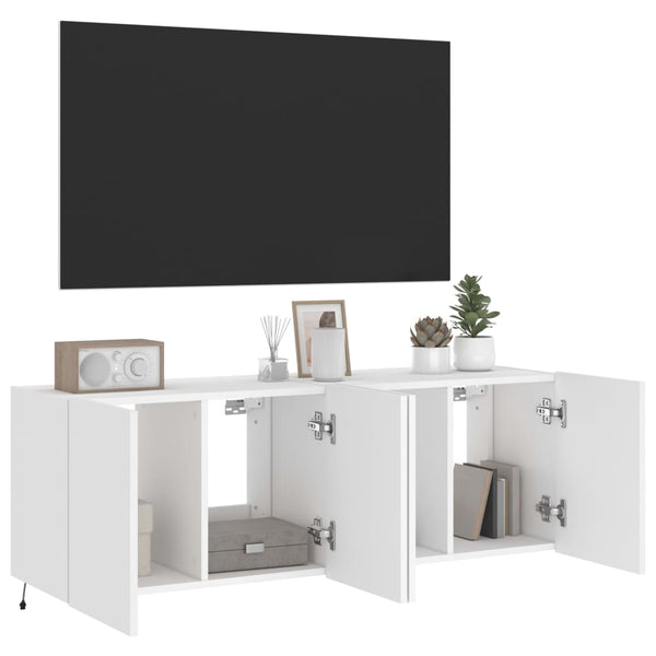 TV-Wandschränke mit LED, 2er Set, Weiß