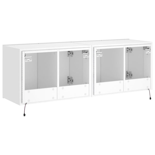TV-Wandschränke mit LED, 2er Set, Weiß