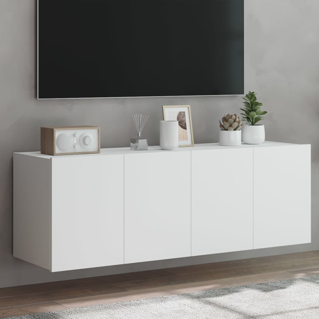 TV-Wandschränke mit LED, 2er Set, Weiß
