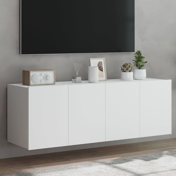 TV-Wandschränke mit LED, 2er Set, Weiß