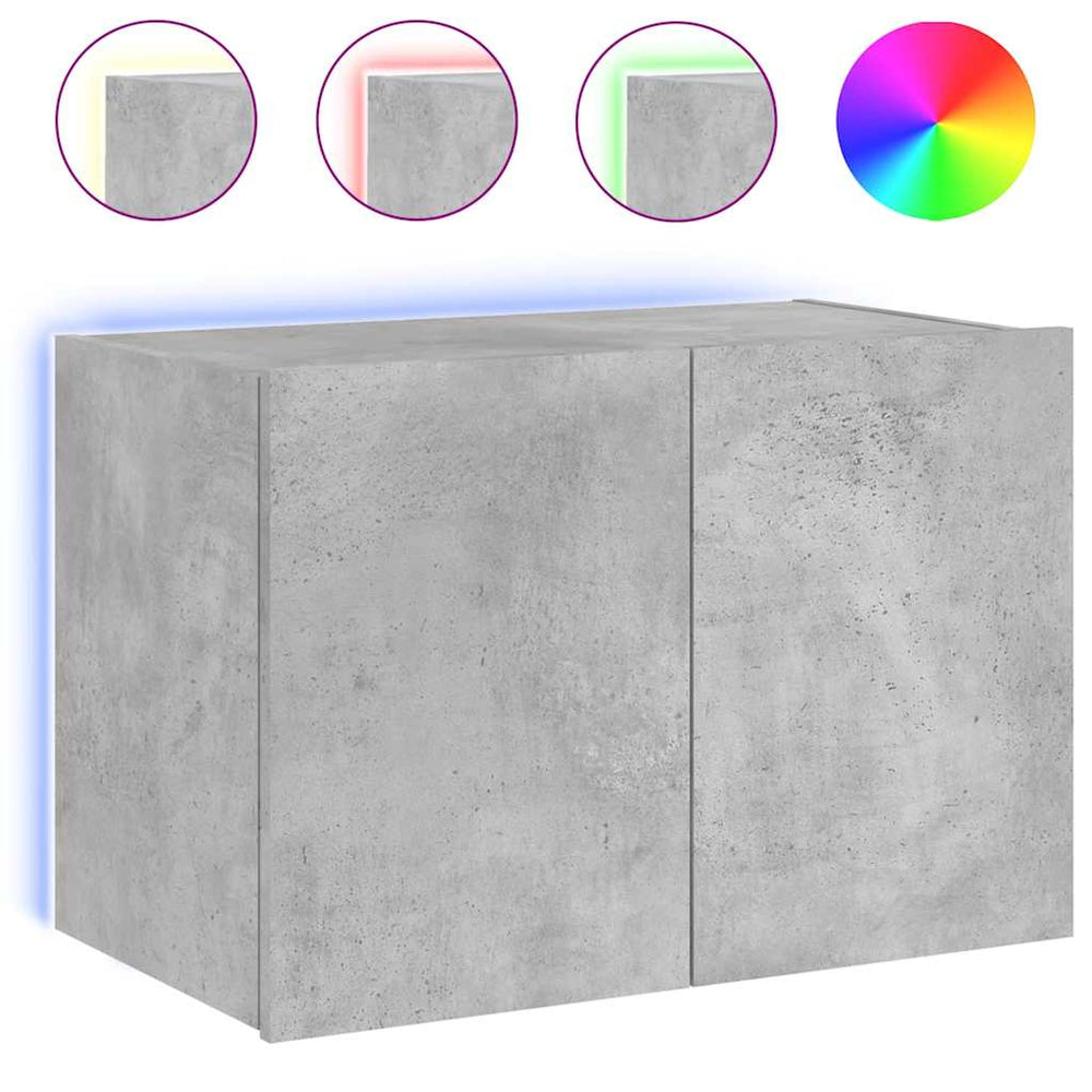 vidaXL TV Cabinet with LED Lights Concrete Gray 60x35x41 cm
