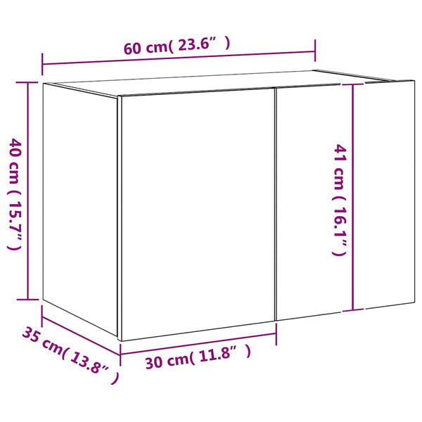 TV-Wandschrank mit LED Betongrau 60 cm