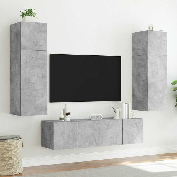 TV-Wandschrank mit LED Betongrau 60 cm