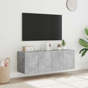 TV-Wandschränke mit LED, 2er-Set, Betongrau