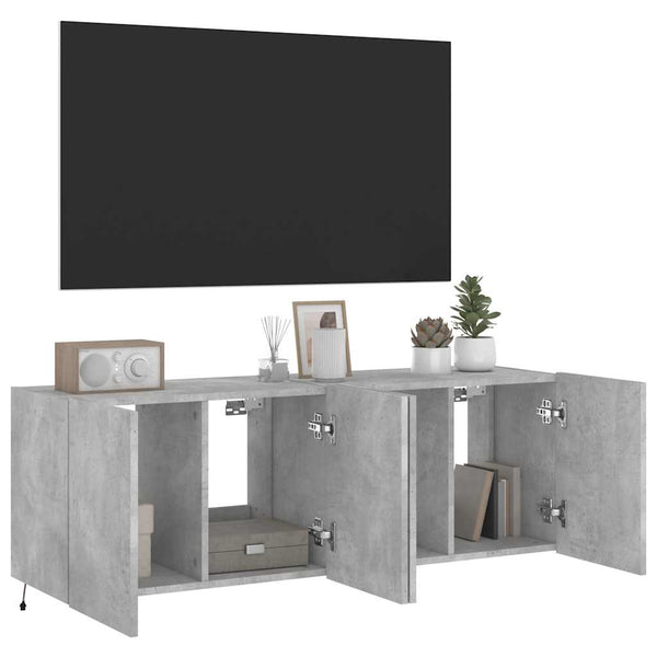 TV-Wandschränke mit LED, 2er-Set, Betongrau