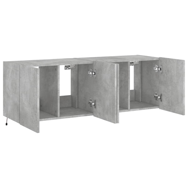 TV-Wandschränke mit LED, 2er-Set, Betongrau