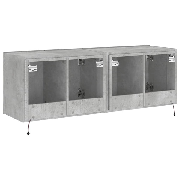 TV-Wandschränke mit LED, 2er-Set, Betongrau