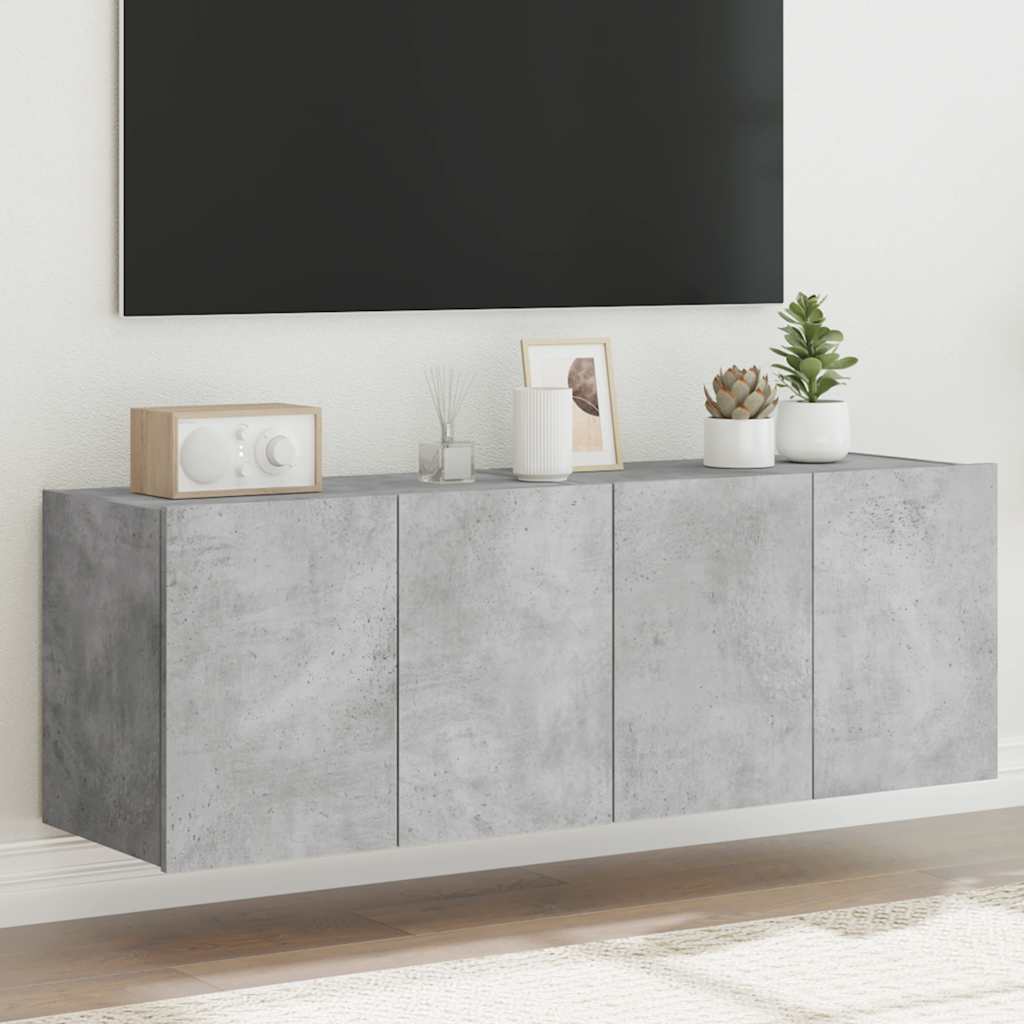 TV-Wandschränke mit LED, 2er-Set, Betongrau