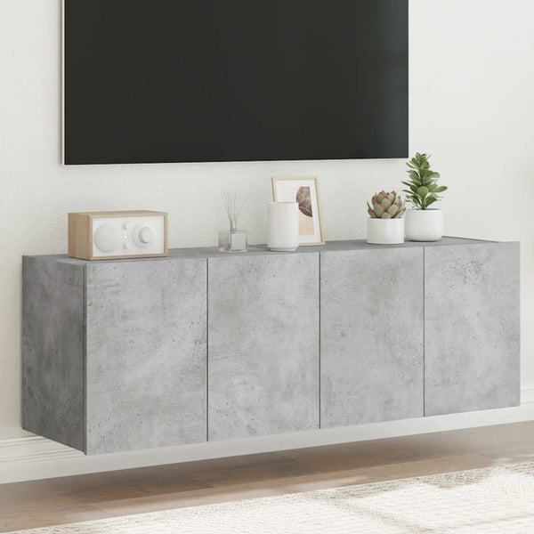 TV-Wandschränke mit LED, 2er-Set, Betongrau