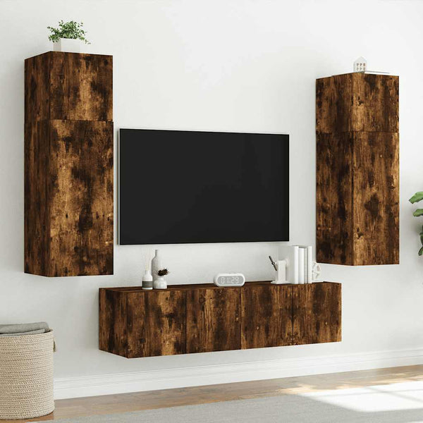 TV-Wandschrank Räuchereiche mit LED