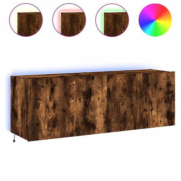 TV-Wandschränke mit LED Räuchereiche 60x35x41cm, 2er-Set