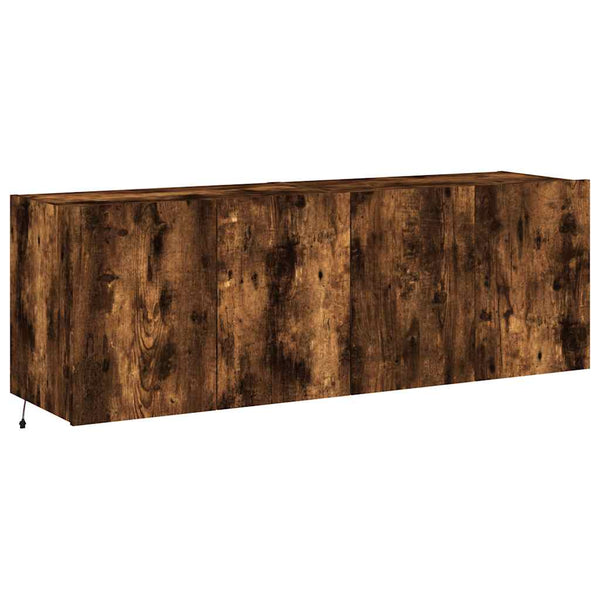 TV-Wandschränke mit LED Räuchereiche 60x35x41cm, 2er-Set