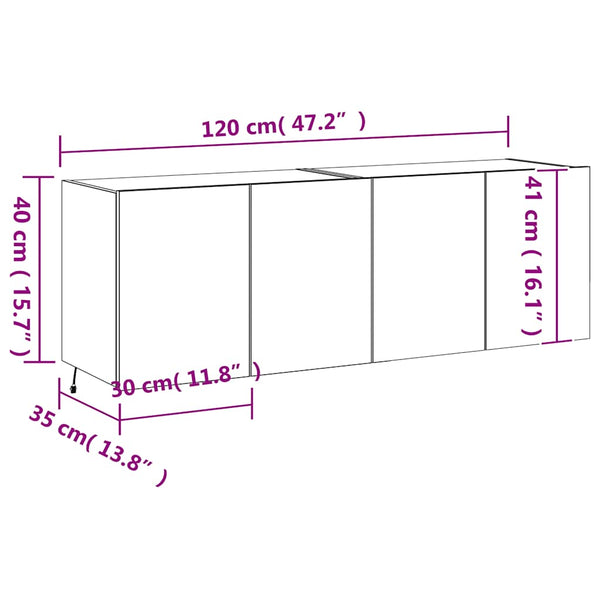 TV-Wandschränke mit LED Räuchereiche 60x35x41cm, 2er-Set