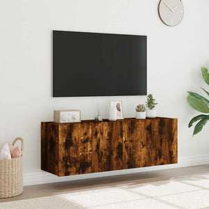 TV-Wandschränke mit LED Räuchereiche 60x35x41cm, 2er-Set