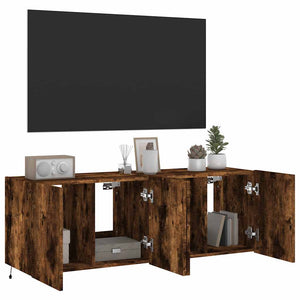 TV-Wandschränke mit LED Räuchereiche 60x35x41cm, 2er-Set