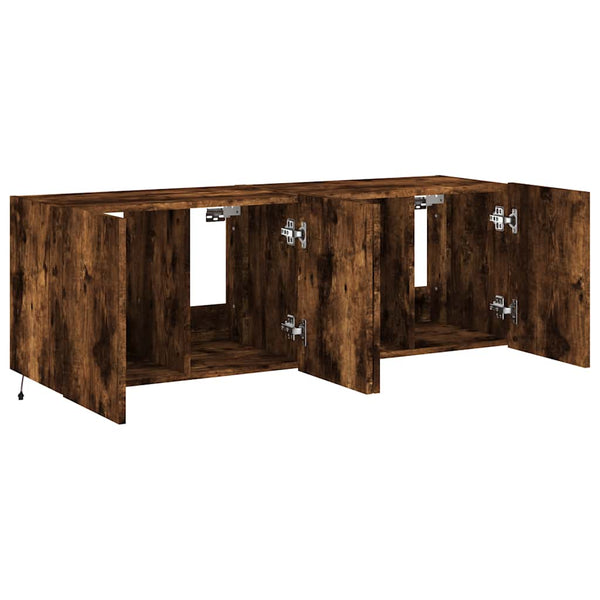 TV-Wandschränke mit LED Räuchereiche 60x35x41cm, 2er-Set