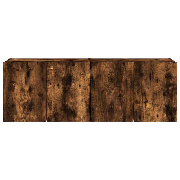 TV-Wandschränke mit LED Räuchereiche 60x35x41cm, 2er-Set