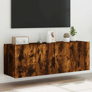 TV-Wandschränke mit LED Räuchereiche 60x35x41cm, 2er-Set