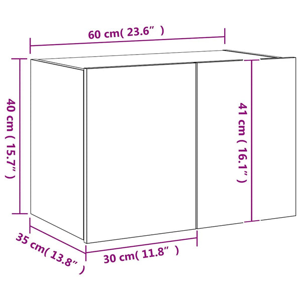 TV-Wandschrank mit LED Grau Sonoma 60 cm