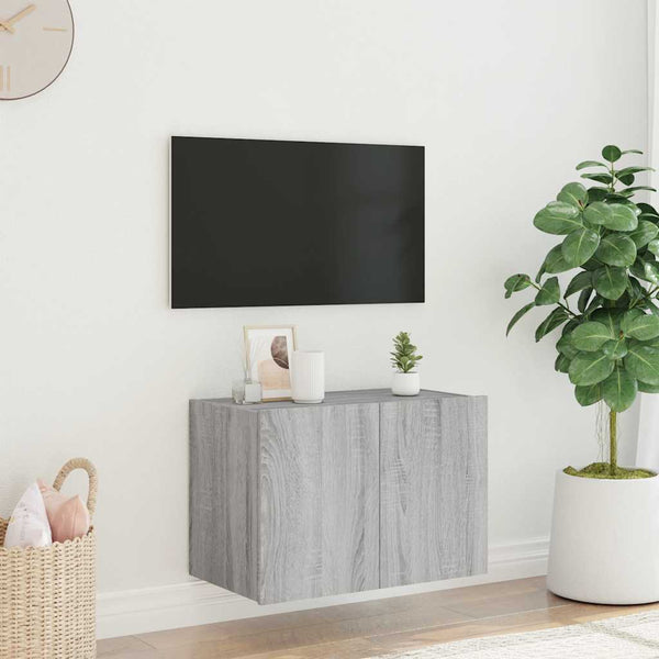 TV-Wandschrank mit LED Grau Sonoma 60 cm