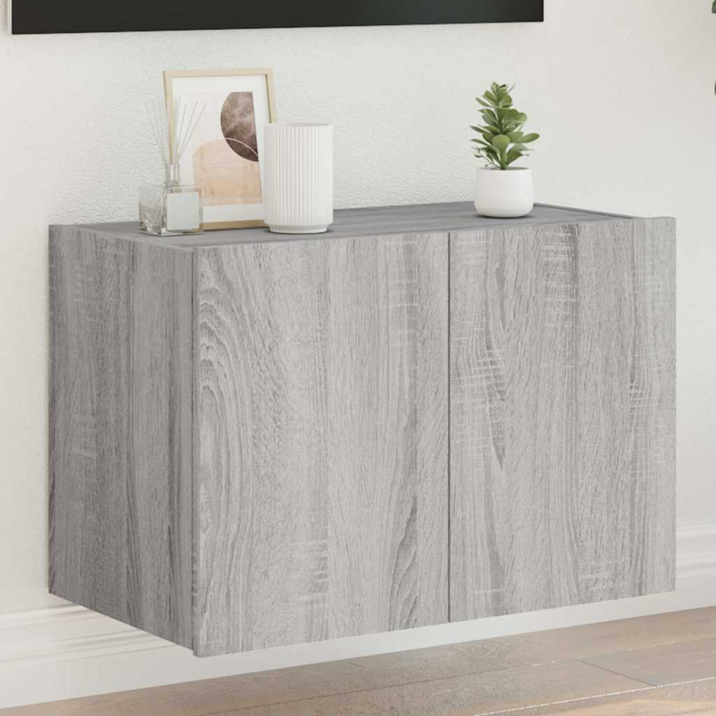 TV-Wandschrank mit LED Grau Sonoma 60 cm