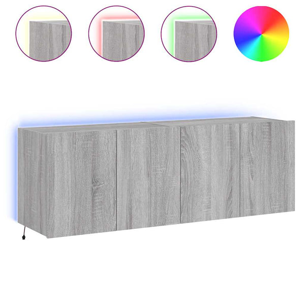 TV-Wandschränke mit LED, 2er Set, Grau Sonoma