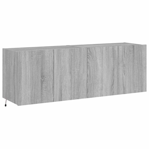 TV-Wandschränke mit LED, 2er Set, Grau Sonoma