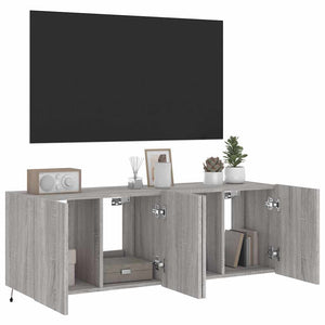 TV-Wandschränke mit LED, 2er Set, Grau Sonoma