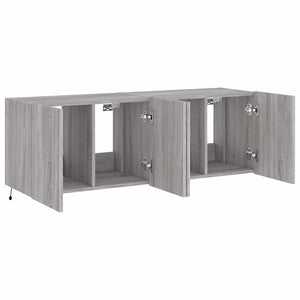 TV-Wandschränke mit LED, 2er Set, Grau Sonoma