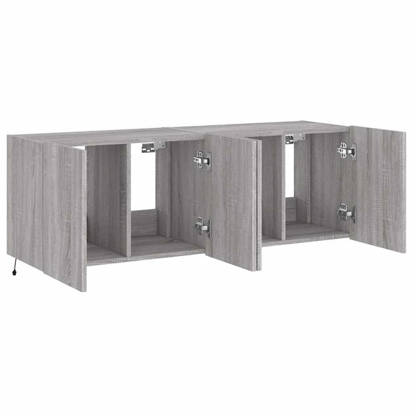 TV-Wandschränke mit LED, 2er Set, Grau Sonoma