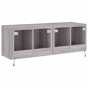 TV-Wandschränke mit LED, 2er Set, Grau Sonoma