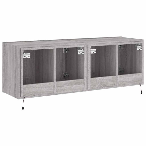 TV-Wandschränke mit LED, 2er Set, Grau Sonoma