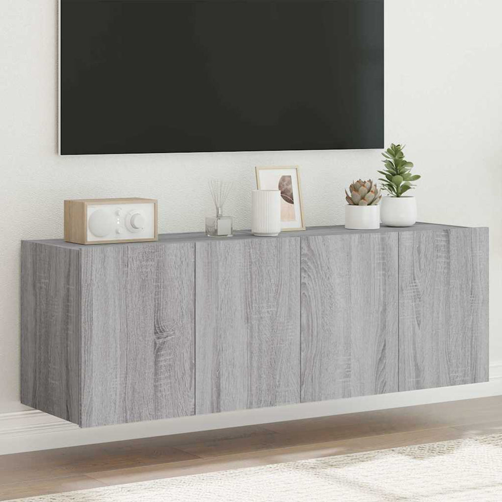 vidaXL TV Wall Cabinets with LED Lights 2 pcs. Sonoma Grey 60x35x41 cm