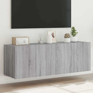 TV-Wandschränke mit LED, 2er Set, Grau Sonoma
